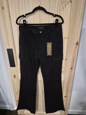 Black Cargo Flare Pants